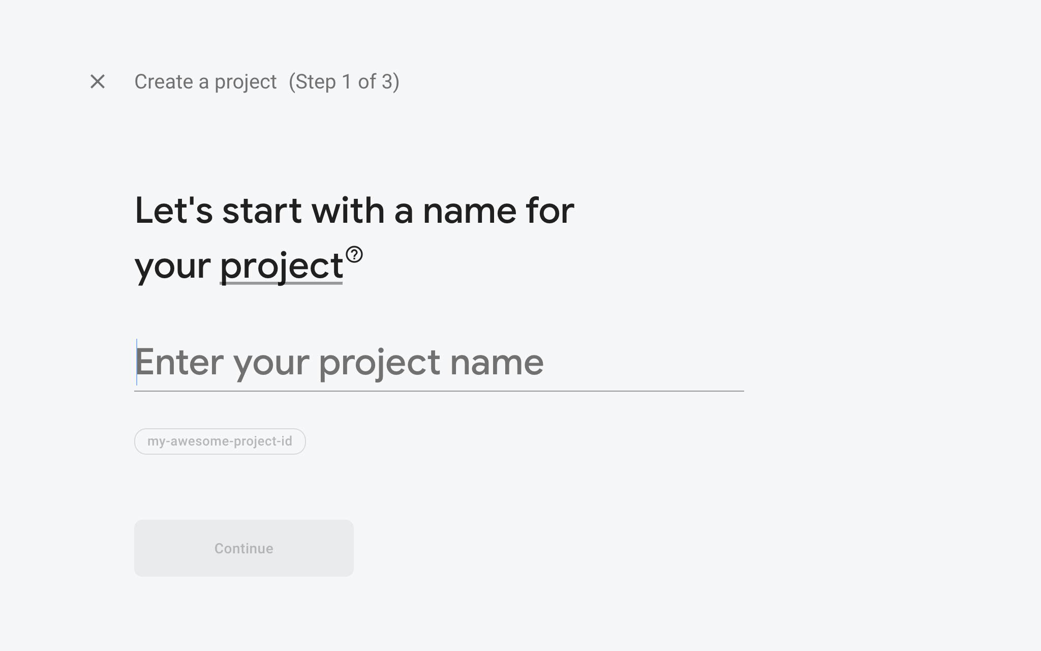 Screenshot of Firebase project creation UI