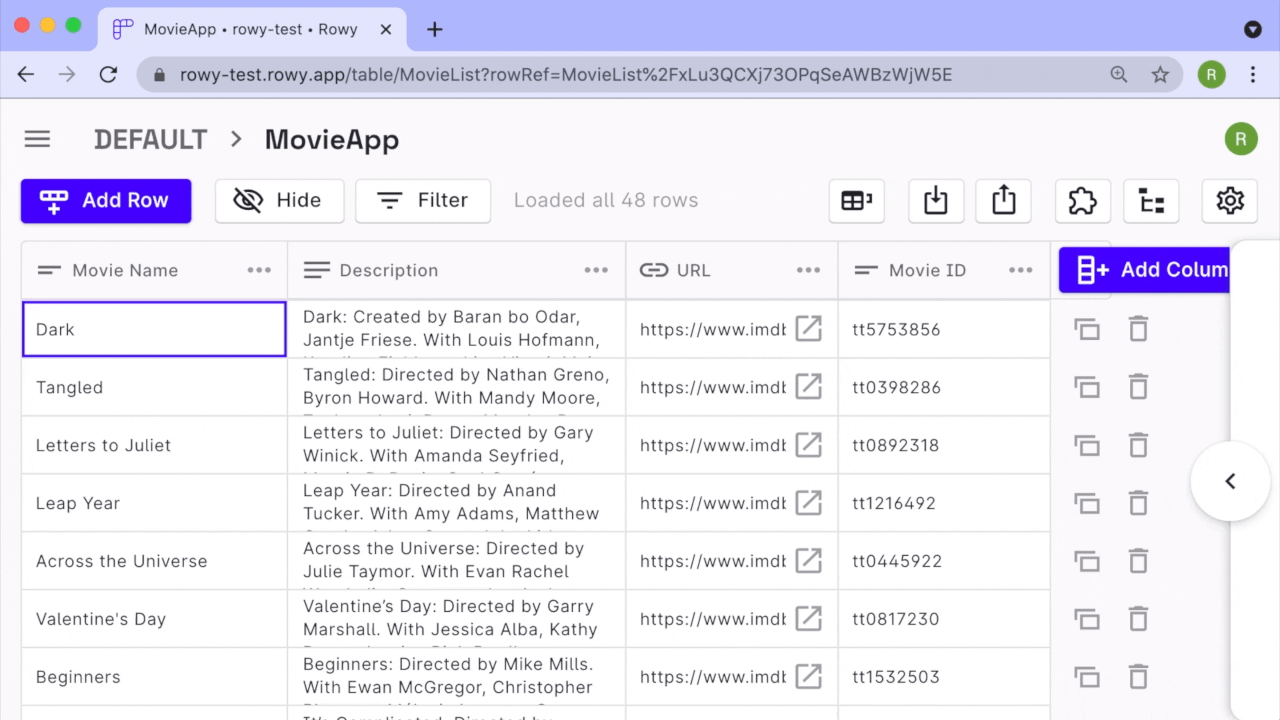 Screen recording going through table features