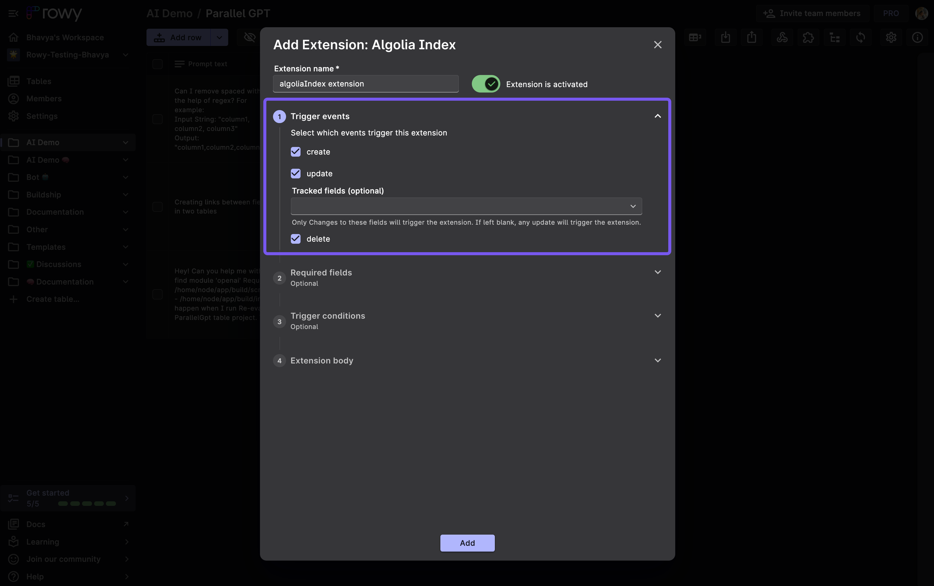 Algolia Extension Modal