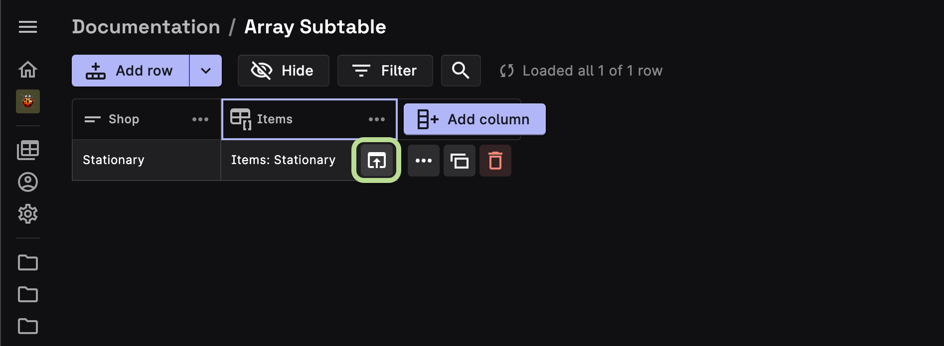 Array Sub-table