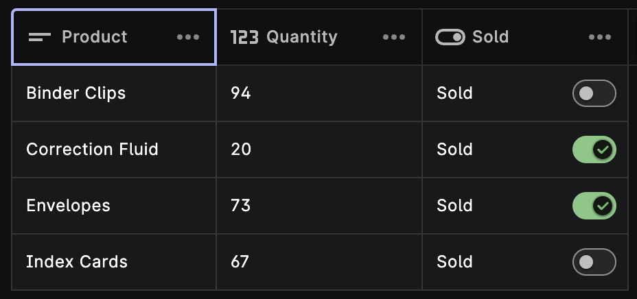 Array Sub-table