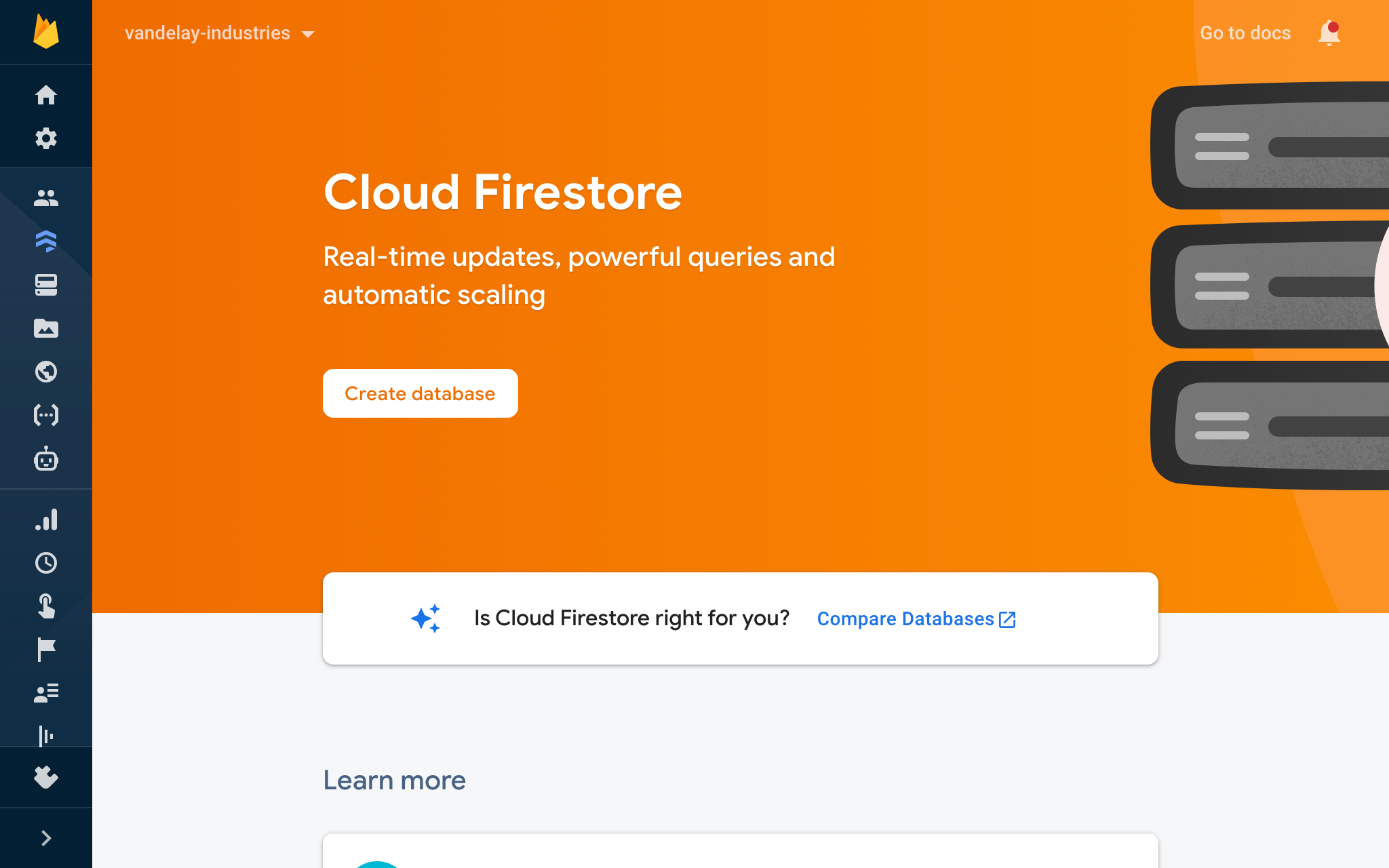 Screenshot of Firestore UI