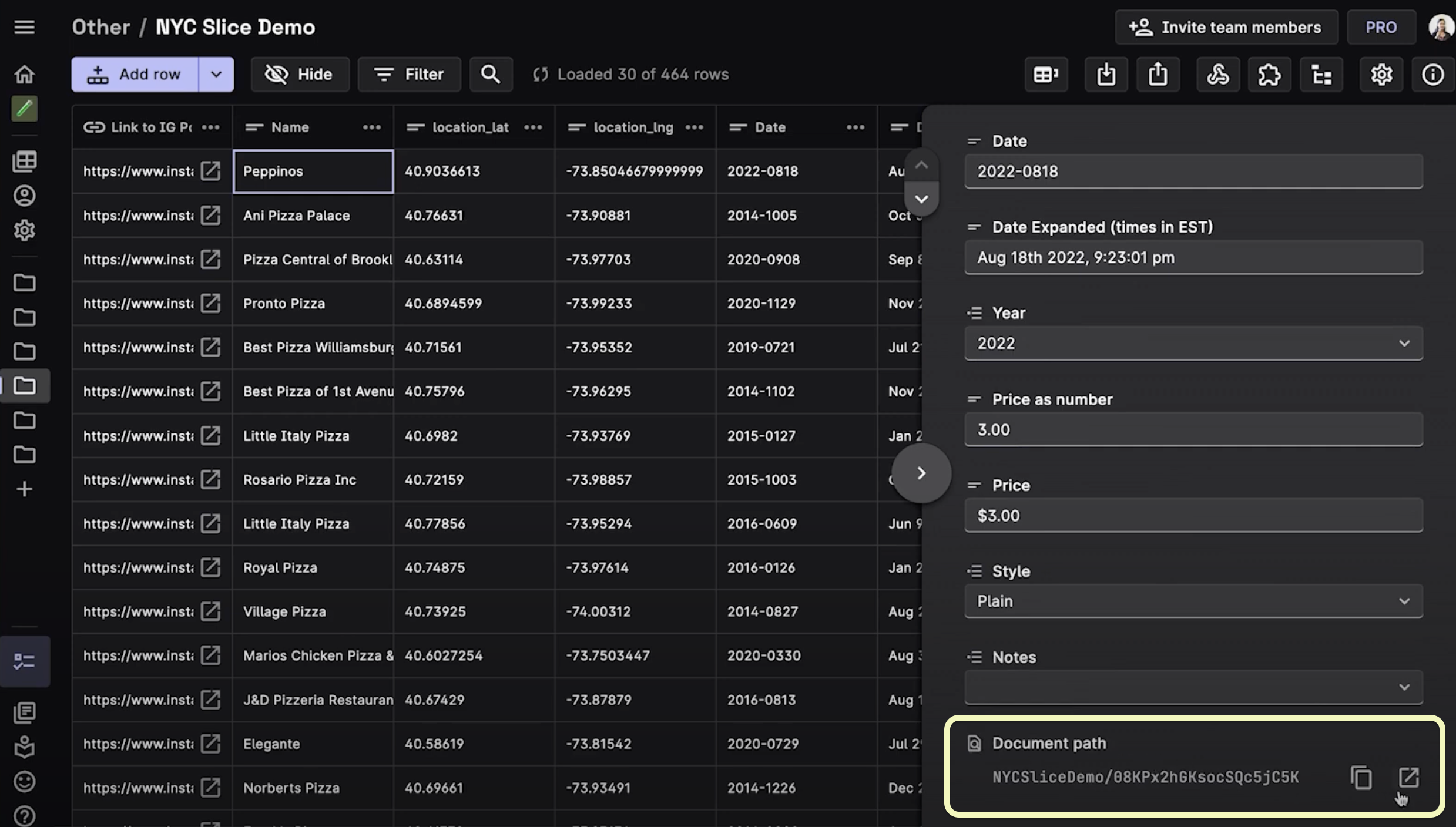 Field Key in the database