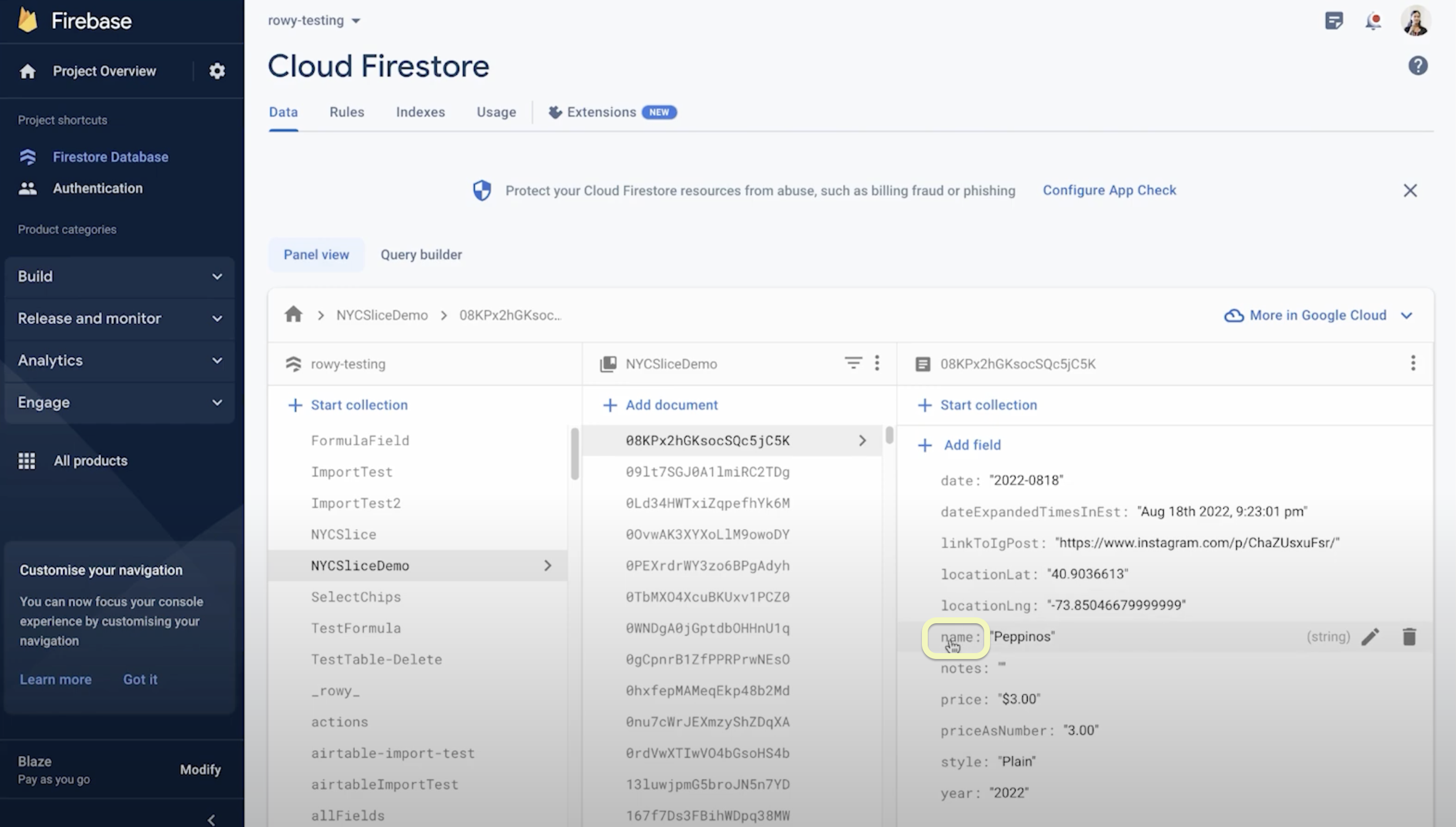 Field Key in the database