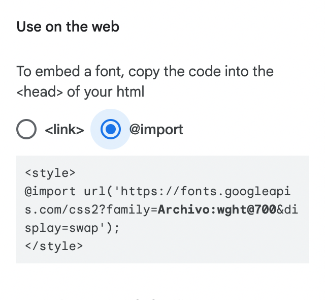 Google Fonts export screenshot