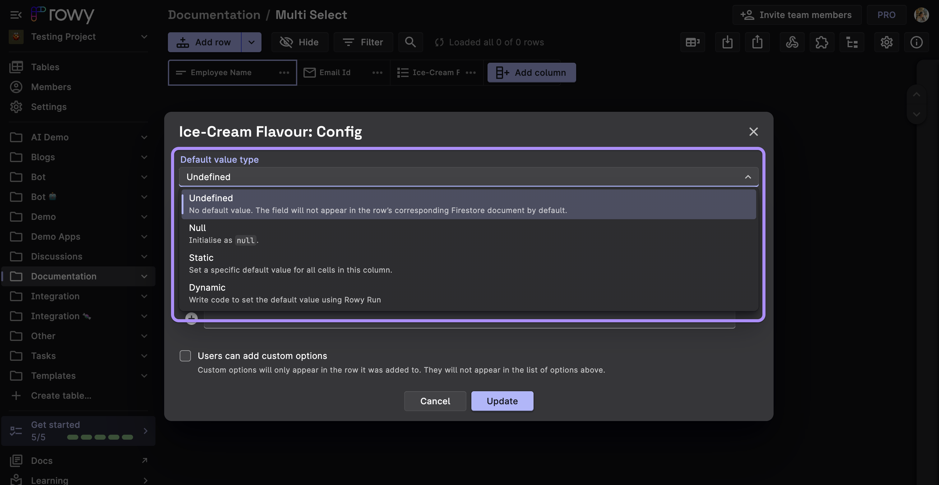 Multi Select selecting default values