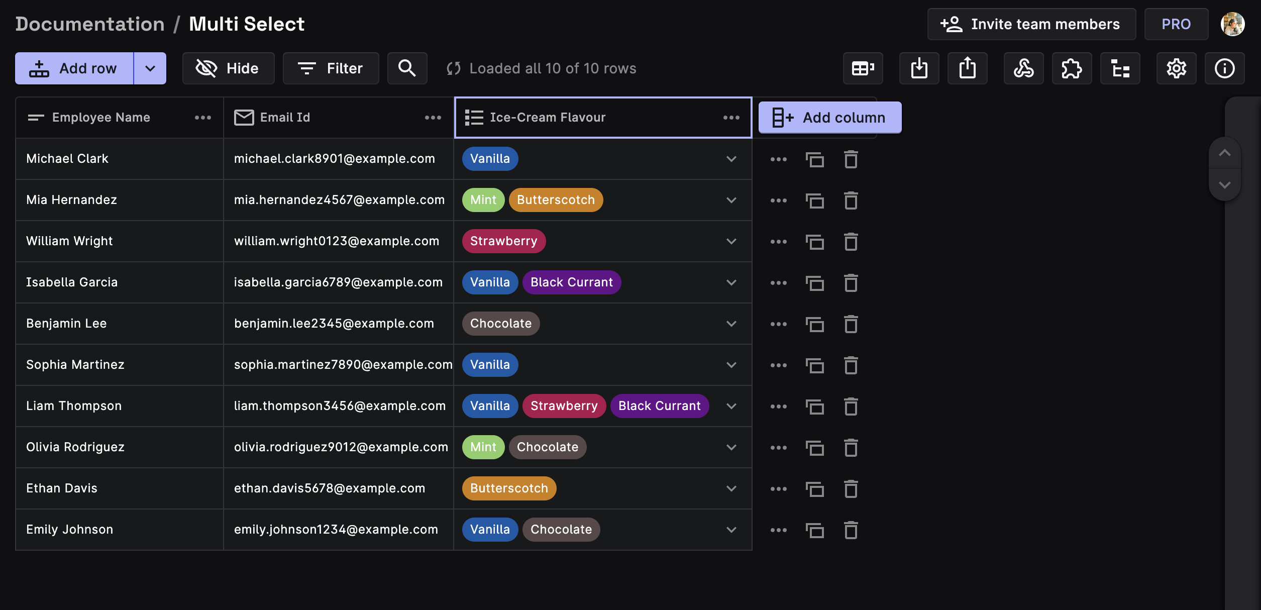 Multi Select populated data