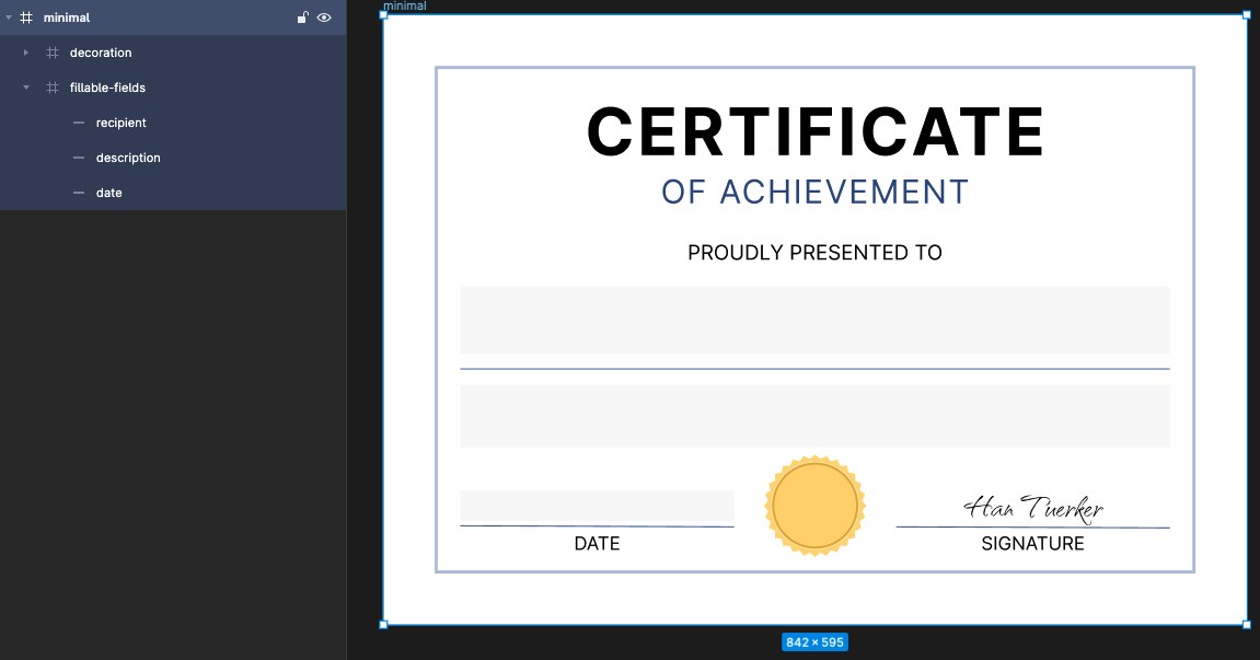 A simple certificate template design