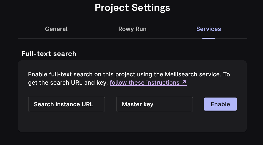 A screenshot showing the create project settings page.